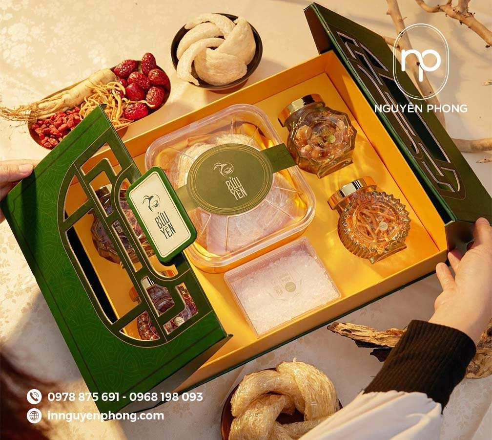 Mẫu họp cứng lót lụa đựng yến